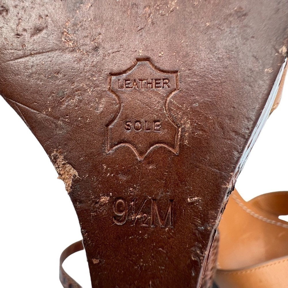 Tory Burch Brown Leather Python Platform Wedge Sa… - image 2